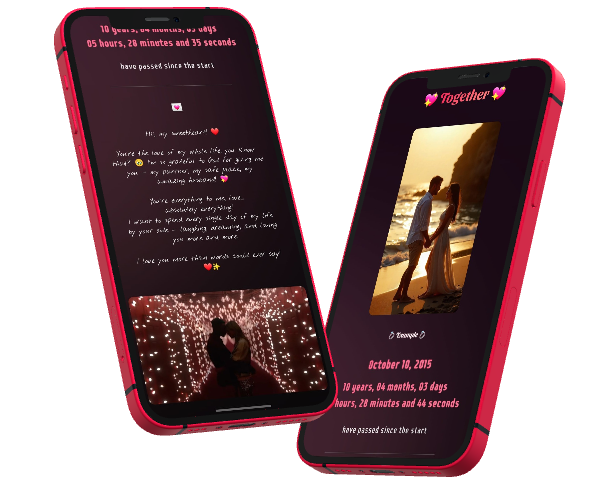 Phone with countdown timer for relationship.